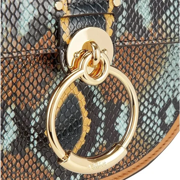 NEW Chloé Tess Small Snake-Embossed Leather Shoulder Bag - Picture 2 of 10